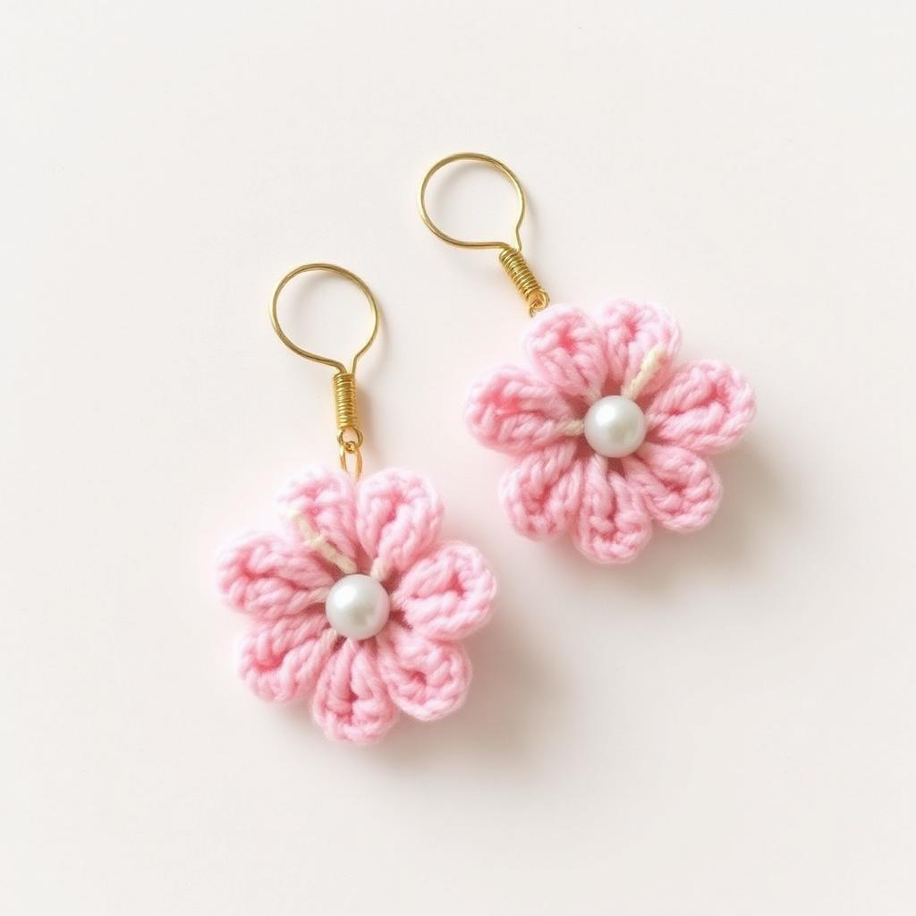 Brinco Flor Delicada em crochê artesanal