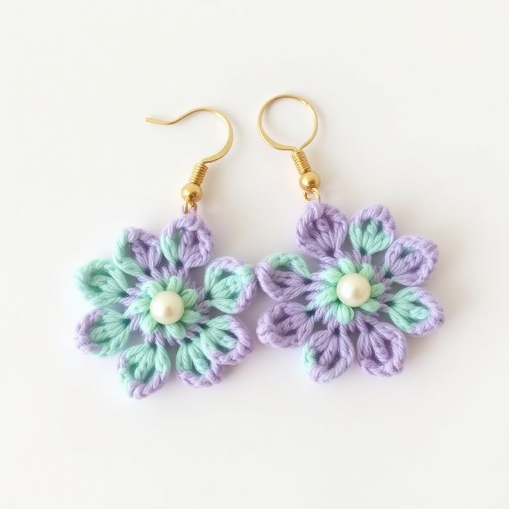 Brinco Flor Primavera em crochê artesanal